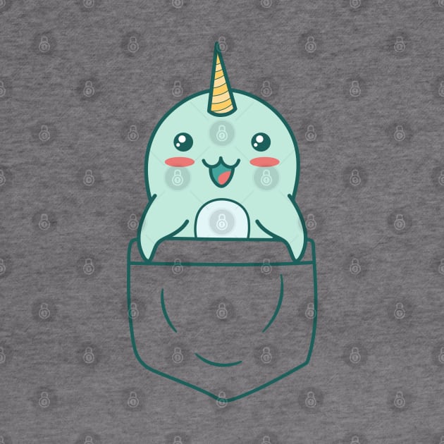 Baby Narwhal In a Pocket Kawaii Whales Lover by Cuteness Klub